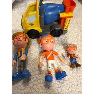 Blippi Cement Mixer Truck and 3 Figure Lot‎ Construction Soccer Viking Jazwares